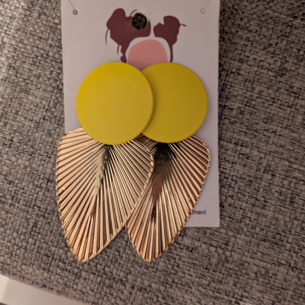 Yellow and Gold Leaf Earrings
